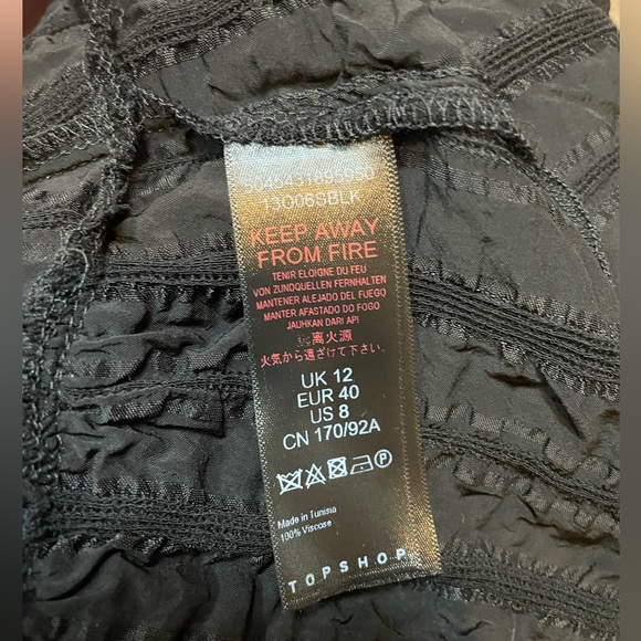 Topshop Baby Doll Smock Top Black- size 8 - Picture 6 of 6